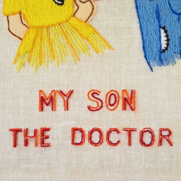 VTG 70s "My Son The Doctor" Embroidered Wall Art - Picture 5 of 16